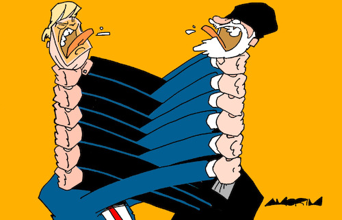 Cartoon: War escalation (medium) by Amorim tagged iran,trump,straitofhormuz,iran,trump,straitofhormuz