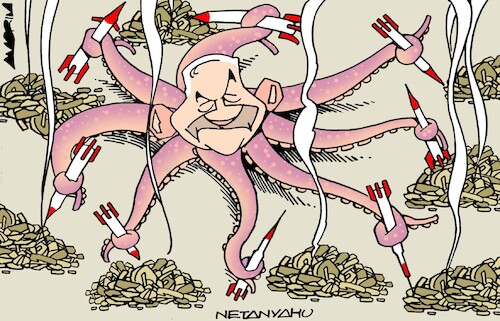 Cartoon: War octopus (medium) by Amorim tagged netanyahu,gaza,syria,iran,lebanon,netanyahu,gaza,syria,iran,lebanon