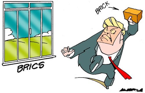Cartoon: Windows (medium) by Amorim tagged trump,brics,tariffs,trump,brics,tariffs