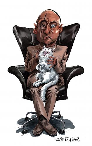Cartoon: Blofeld (medium) by Ian Baker tagged james,bond,007,villain,spy,film,blofeld,donald,pleasance