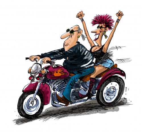 Cartoon: Book Illustration (medium) by Ian Baker tagged age,old,mid,life,bike,rockers