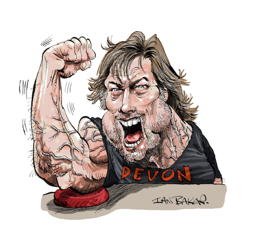 Cartoon: Devon Larratt (medium) by Ian Baker tagged devon,larratt,arm,wrestling,wrestler,canada,canadian,armed,forces,jodi,muscle,strength,strong,north,america,sport,sportsman,ontario,waf,no,limits,ottowa,high,hookers,ian,baker,cartoon,cartoonist,caricature,parody,satire,humour,portrait