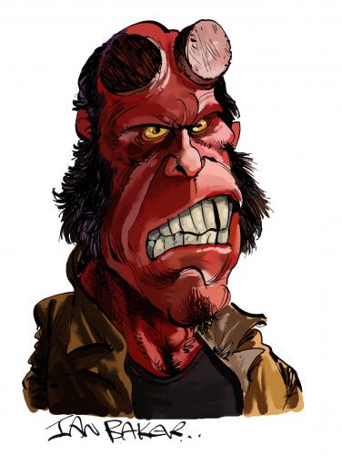 Cartoon: Hellboy (medium) by Ian Baker tagged hellboy,ron,pearlman,devil,super,hero,caricature