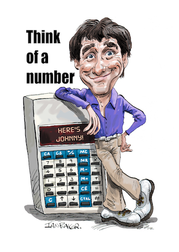 Cartoon: Johnny Ball (medium) by Ian Baker tagged johnny,ball,think,of,number,bbc,zoe,maths,numbers,70s,80s,educational,schools,calculator,science,fun,presenter,ian,baker,cartoon,cartoonist,illustrator,caricature,parody,satire,humour