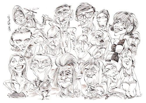 Cartoon: Mugshots (medium) by Ian Baker tagged faces,cartoons,cartoon,illustration,caricature,random,ugly,pretty,beautiful,weird,ian,baker,parody,satire,mugshot,collection