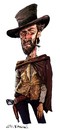 Cartoon: Clint Eastwood (small) by Ian Baker tagged clint eastwood caricature cowboy western spaghetti wild west sixties italy gun hat poncho no name films