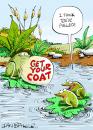 Cartoon: Greeting Card (small) by Ian Baker tagged frogs dating pull pond greeting card nature