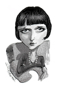 Cartoon: Louise Brooks (small) by Ian Baker tagged louise,brooks,ian,baker,cartoon,caricature,silent,film,movie,hollywood,bob,art,deco,1920s