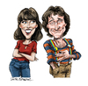 Cartoon: Mork and Mindy (small) by Ian Baker tagged robin,williams,pam,dawber,mork,and,mindy,sit,com,comedy,humour,tv,alien,seventies,rip,ian,baker,cartoon,illustration,caricature,famous,comedian,death