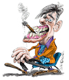 Cartoon: Silly Smoker (small) by Ian Baker tagged man,lad,boy,male,smoker,cigarette,cigar,silly,teeth,mouth,extreme,ian,baker,cartoon,caricature,spoof,parody,illustration,tie,chair,gums,smoke