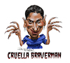 Cartoon: suella braverman (small) by Ian Baker tagged ian,baker,caricature,cartoon,politician,suella,braverman,cruella,home,secretary,conservatives,government,tory,right,wing,halloween,sinister