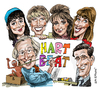 Cartoon: Tony Hart on Hart Beat (small) by Ian Baker tagged tony,hart,margot,wilson,liza,brown,joanna,kirk,gabrielle,bradshaw,colin,bennett,morph,tv,80s,nostalgia,bbc