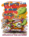 Cartoon: Ub Muspa Gaa (small) by Ian Baker tagged ub muspa gaa alien space martian et sci fi band gig poster psychadelic guitar planet outlaws of the universe