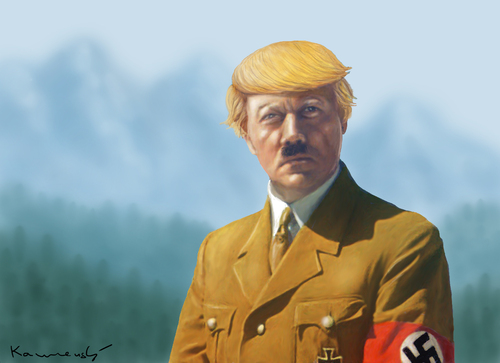 Cartoon: ADOLF TRUMP (medium) by marian kamensky tagged obama,trump,präsidentenwahlen,usa,baba,vanga,republikaner,demokraten,faschismus,obama,trump,präsidentenwahlen,usa,baba,vanga,republikaner,demokraten,faschismus