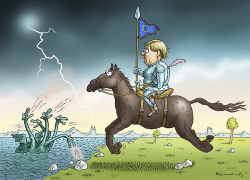 Cartoon: Angela Jeane de Arc (medium) by marian kamensky tagged angela,merkel,atomenergie,uboote,an,israel,der,spiegel,merkel,atomenergie,uboote,israel,spiegel