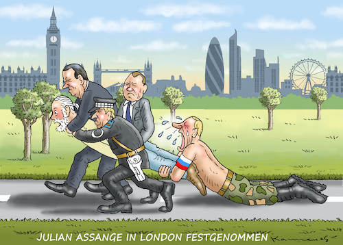 ASSANGE IN LONDON FESTGENOMMEN