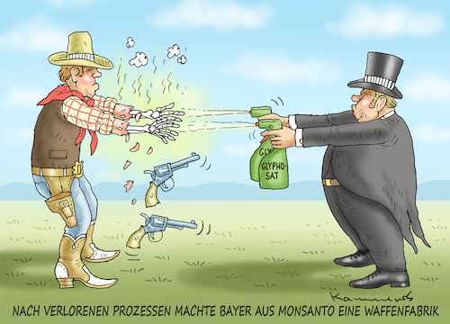 Cartoon: BAYER WIRD DIE KLAGEN ÜBERLEBEN (medium) by marian kamensky tagged brexit,theresa,may,england,eu,schottland,weicher,wahlen,boris,johnson,nigel,farage,ostern,seidenstrasse,xi,jinping,referendum,trump,monsanto,bayer,glyphosa,strafzölle,brexit,theresa,may,england,eu,schottland,weicher,wahlen,boris,johnson,nigel,farage,ostern,seidenstrasse,xi,jinping,referendum,trump,monsanto,bayer,glyphosa,strafzölle