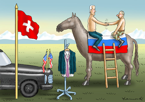 Cartoon: BIDEN-PUTIN TREFFEN IN GENF (medium) by marian kamensky tagged biden,putin,treffen,in,genf,biden,putin,treffen,in,genf