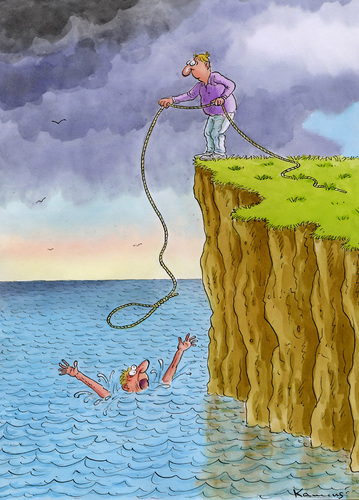 Cartoon: Big Help (medium) by marian kamensky tagged humor,selbstmord,hilfe,rettung,hoffnug,suizid,helfer,helfen,retten