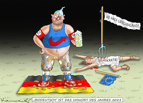 Cartoon: BIODEUTSCH IST DAS UNWORT 2024 (medium) by marian kamensky tagged biodeutsch,ist,das,unwort,des,jahres,2024,biodeutsch,ist,das,unwort,des,jahres,2024