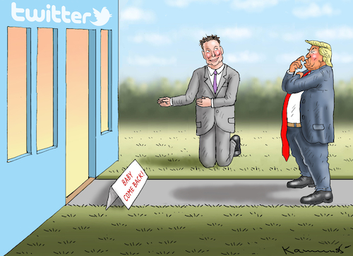 Cartoon: BITTSTELLER MUSK (medium) by marian kamensky tagged musk,befreit,twitter,trump,midterms,nancy,pelosi,musk,befreit,twitter,trump,midterms,nancy,pelosi