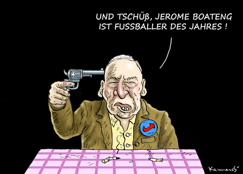 Cartoon: Boateng und Gauland (medium) by marian kamensky tagged jerome,boateng,gauland,afd,fussballer,des,jahres,jerome,boateng,gauland,afd,fussballer,des,jahres