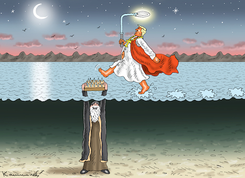 Cartoon: BÖSER IRANKRIEG (medium) by marian kamensky tagged strasse,von,hormus,wieder,gesperrt,strasse,von,hormus,wieder,gesperrt