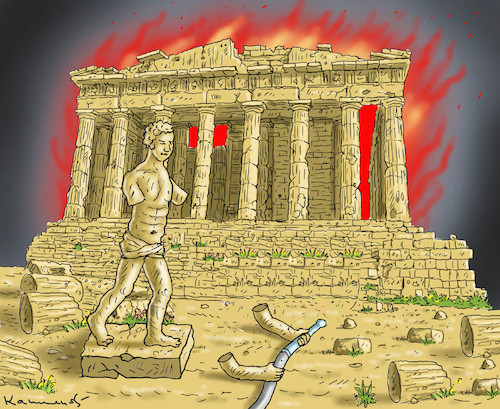 Cartoon: BRÄNDE IN GRIECHENLAND (medium) by marian kamensky tagged brände,in,griechenland,brände,in,griechenland