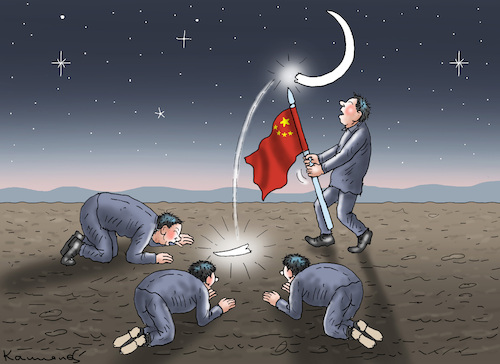 Cartoon: CHINESEN BRINGEN MONDGESTEIN (medium) by marian kamensky tagged chinesen,bringen,mondgestein,zur,erde,chinesen,bringen,mondgestein,zur,erde