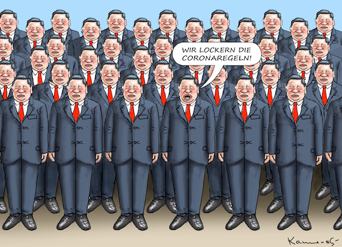 Cartoon: CORONAREGELN-LOCKERUNG IN XINA (medium) by marian kamensky tagged coronaregeln,lockerung,in,china,coronaregeln,lockerung,in,china