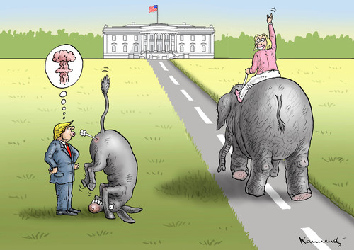 Cartoon: CRAZY AMERICA (medium) by marian kamensky tagged obama,trump,präsidentenwahlen,usa,baba,vanga,republikaner,demokraten,faschismus,obama,trump,präsidentenwahlen,usa,baba,vanga,republikaner,demokraten,faschismus