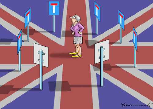 Cartoon: DEAD END CROSSING (medium) by marian kamensky tagged brexit,theresa,may,england,eu,schottland,weicher,wahlen,boris,johnson,nigel,farage,referendum,brexit,theresa,may,england,eu,schottland,weicher,wahlen,boris,johnson,nigel,farage,referendum