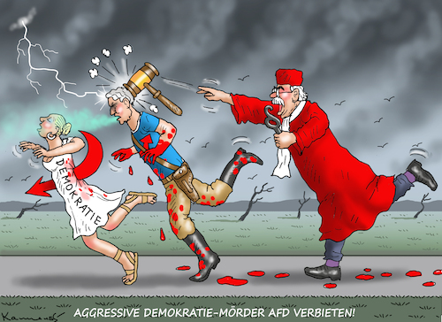 Cartoon: DEMOKRATIE-MÖRDER AFD VERBIETEN! (medium) by marian kamensky tagged demokratie,mörder,afd,verbieten,demokratie,mörder,afd,verbieten