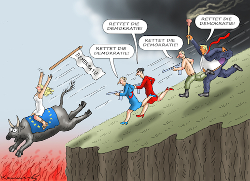Cartoon: DEMOKRATIERETTUNG (medium) by marian kamensky tagged musk,trump,zuckerberg,bezos,felon,and,elon,in,panama,zölle,diktator,selenskyj,putin,ukraine,usa,musk,trump,zuckerberg,bezos,felon,and,elon,in,panama,zölle,diktator,selenskyj,putin,ukraine,usa