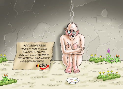 Cartoon: DER ARME MERZ (medium) by marian kamensky tagged merz,asylbewerber,zähne,merz,asylbewerber,zähne