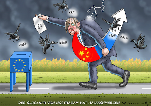 Cartoon: DER GLÖCKNER VON NOSTRADAM (medium) by marian kamensky tagged eu,wahlen,afd,rechtsradikal,lügen,krah,korruption,spionage,eu,wahlen,afd,rechtsradikal,lügen,krah,korruption,spionage