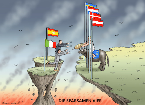 Cartoon: DIE SPARSAMEN VIER (medium) by marian kamensky tagged coronavirus,epidemie,gesundheit,panik,stillegung,george,floyd,twittertrump,pandemie,coronavirus,epidemie,gesundheit,panik,stillegung,george,floyd,twittertrump,pandemie