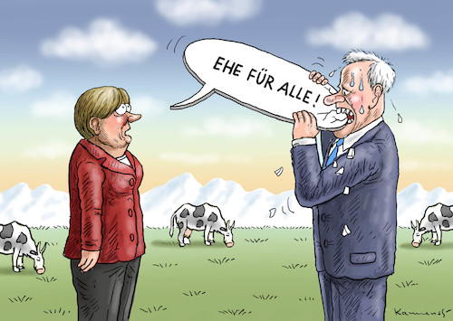 Cartoon: EHE FÜR ALLE AUSSER SEEHOFER ! (medium) by marian kamensky tagged ehe,für,alle,ehe,für,alle