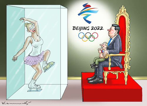 Cartoon: EHRENGAST PUTIN (medium) by marian kamensky tagged olympische,winterspiele,in,china,olympische,winterspiele,in,china