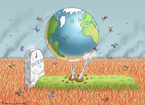 Cartoon: EPSTEIN-ERNTE (medium) by marian kamensky tagged epstein,akten,trump,epstein,akten,trump