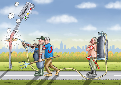 Cartoon: FASCHISTENAKTIVITÄTEN (medium) by marian kamensky tagged bauernaufstand,ampel,afd,gauland,höcke,grüne,bauernaufstand,ampel,afd,gauland,höcke,grüne