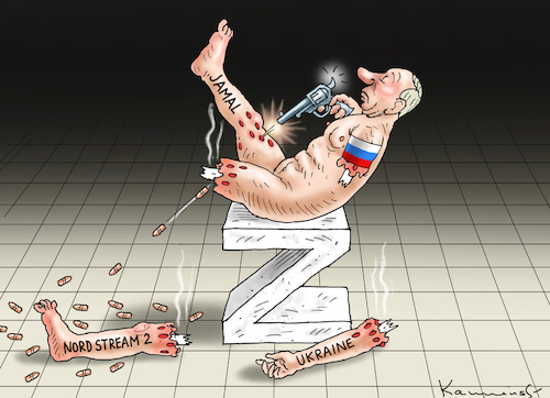 Cartoon: FASCHISTISCHER MASOCHIST PUTIN (medium) by marian kamensky tagged putins,bescherung,ukraine,provokation,swift,nato,osterweiterung,jamal,putins,bescherung,ukraine,provokation,swift,nato,osterweiterung,jamal