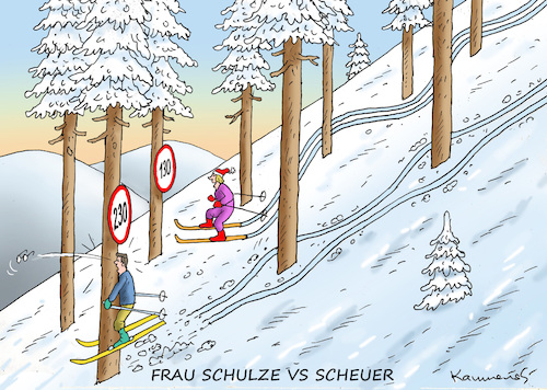 Cartoon: FRAU SCHULZE VS SCHEUER (medium) by marian kamensky tagged merkel,seehofer,unionskrise,csu,cdu,flüchtlinge,kontrollzentren,für,salvini,defizit,scheuer,maut,santa,klaus,weihnachten,tempolimit,ozonloch,trump,merkel,seehofer,unionskrise,csu,cdu,flüchtlinge,kontrollzentren,für,salvini,defizit,scheuer,maut,santa,klaus,weihnachten,tempolimit,ozonloch,trump