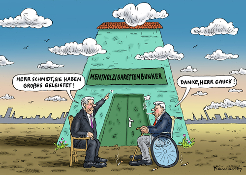 Cartoon: Gauck würdigt Schmidt (medium) by marian kamensky tagged helmuth,schmidt,geburtstag,joachim,gauck,altkanzler,helmuth,schmidt,geburtstag,joachim,gauck,altkanzler