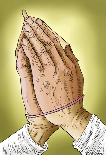 Cartoon: Geschütztes Beten (medium) by marian kamensky tagged beten,katholische,kirche,kondome,religion,extremisten,beten,katholische kirche,kondome,religion,extremisten,katholische,kirche