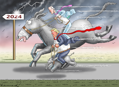 Cartoon: HAPPY NEW YEAR 2024! (medium) by marian kamensky tagged happy,new,year,2024,trump,biden,wahlen,usa,happy,new,year,2024,trump,biden,wahlen,usa