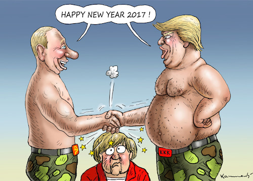 Cartoon: HAPPY NEW YEAR MRS. MERKEL ! (medium) by marian kamensky tagged 2017,neues,jahr,putin,trump,2017,neues,jahr,putin,trump