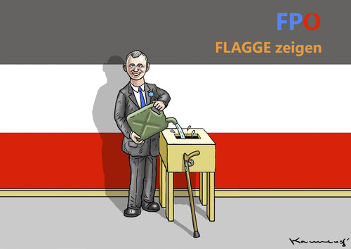 Cartoon: HOFER ZEIGT ÖSTER - REICHSFLAGG (medium) by marian kamensky tagged norbert,hofer,van,der,bellen,fpö,österreichische,präsidentenwahlen,norbert,hofer,van,der,bellen,fpö,österreichische,präsidentenwahlen