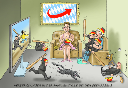 Cartoon: IDYLLE BEI DEN SEEMAAßENS (medium) by marian kamensky tagged chemnitz,lynchjustiz,rchtsradikale,proteste,sachsen,chemnitz,lynchjustiz,rchtsradikale,proteste,sachsen