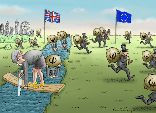 Cartoon: KAPITALFLUCHT (medium) by marian kamensky tagged brexit,theresa,may,england,eu,schottland,weicher,wahlen,boris,johnson,brexit,theresa,may,england,eu,schottland,weicher,wahlen,boris,johnson